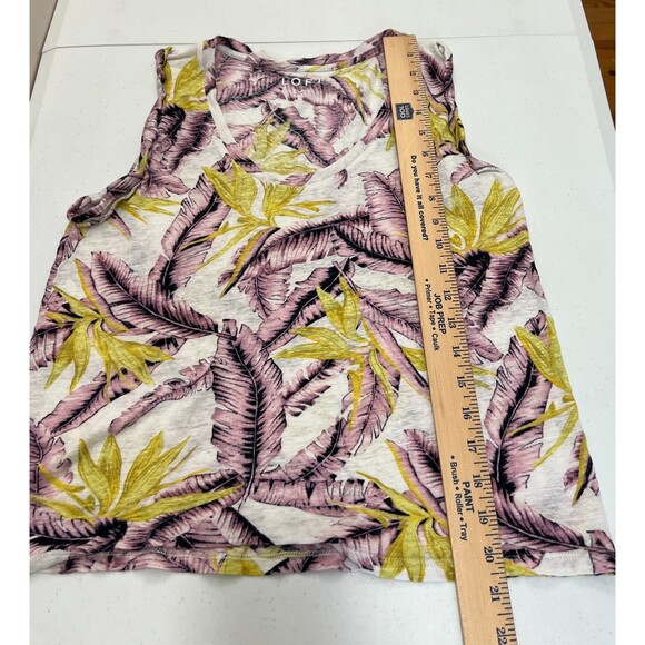 LOFT Linen Purple White Yellow Tropical Hawaiian Print Tank Top - Women's S - Picture 7 of 8